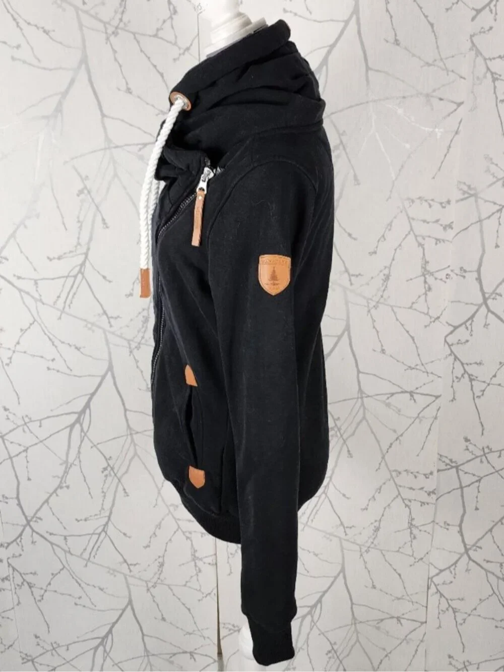 Wanakome Black French Terry Asymmetrical Zip Hestia Hoodie